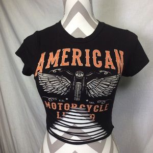 Studio 1011 Women’s Black Orange Crop Graphic Top